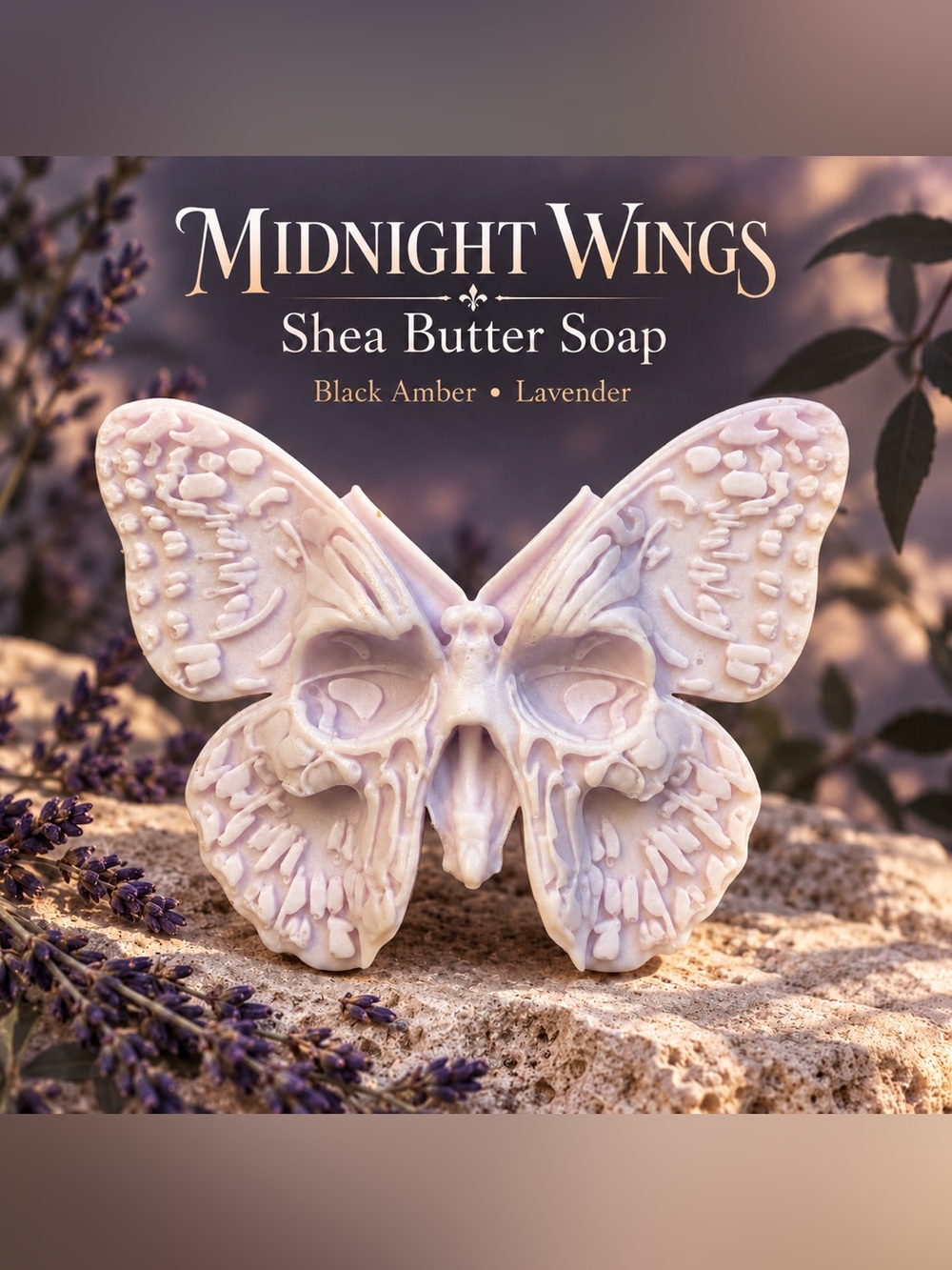 “Midnight Wings” handcrafted shea butter soap